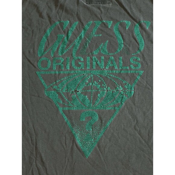 Vintage 90s Guess Surf Fader T Shirt Distressing Double Sided Grey Size Medium - Picture 5 of 7